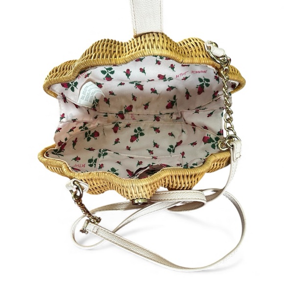 Betsey Johnson Gold Woven Crossbody with light pink Strap - Picture 4 of 5